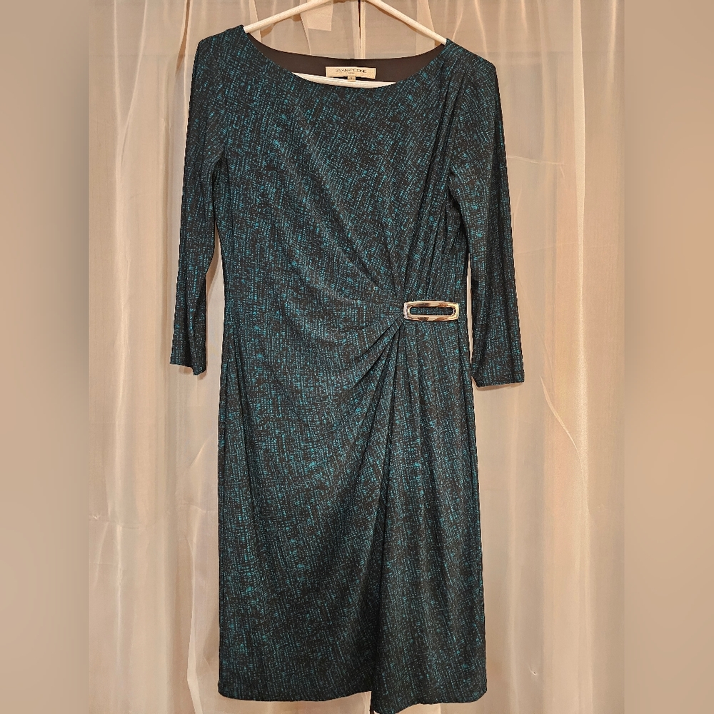 Evan Picone Green Dress Office Wrap Style
